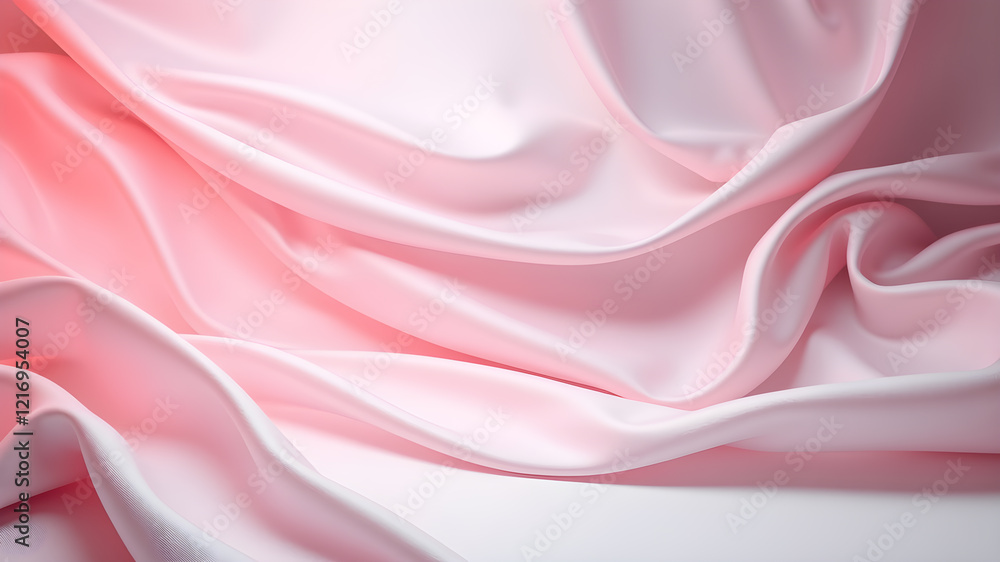 Fototapeta premium Smooth, soft, and elegant beige pink satin fabric with gentle waves and folds. Generative AI