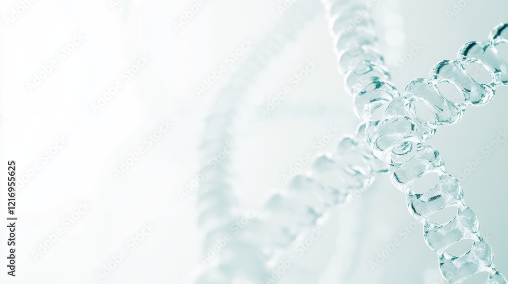 A close-up of DNA strands illuminated against a white background, with scientific data in the backdrop, Minimalist style A close-up of DNA strands illuminated against a white background, with scientific data in the backdrop, Minimalist style