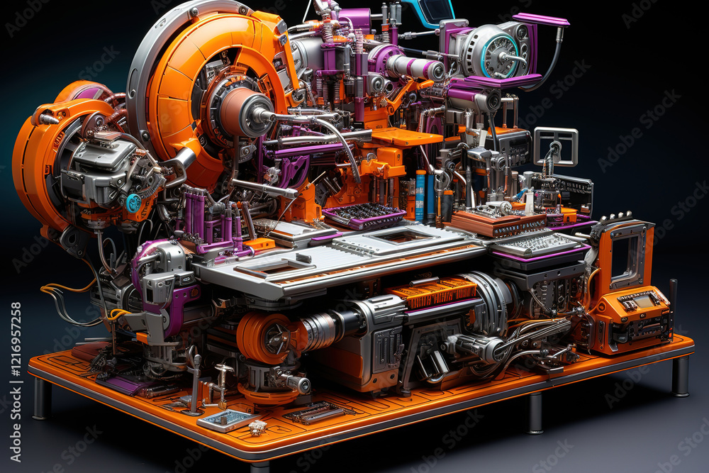 Fototapeta premium Efficient mass production of metalworking machines in modern industries