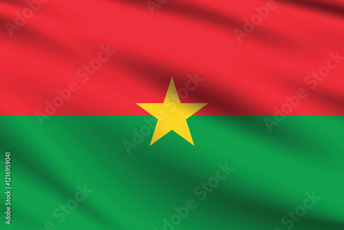 Burkina Faso flag official colors and proportion digital vector illustration. Pleated flag.