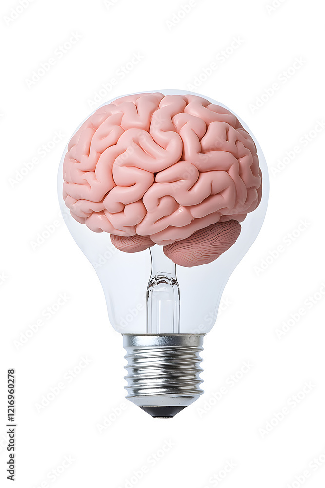 Human brain inside a light bulb representing the power of thinking Human brain inside a light bulb representing the power of thinking