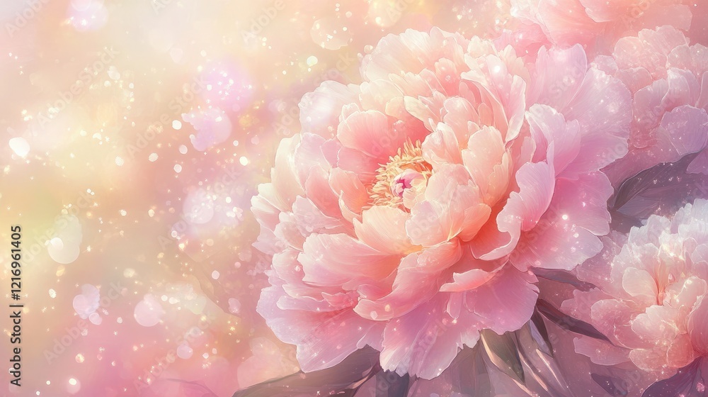 Peach Peony Bloom: A Dreamy Pastel Floral Painting Peach Peony Bloom: A Dreamy Pastel Floral Painting