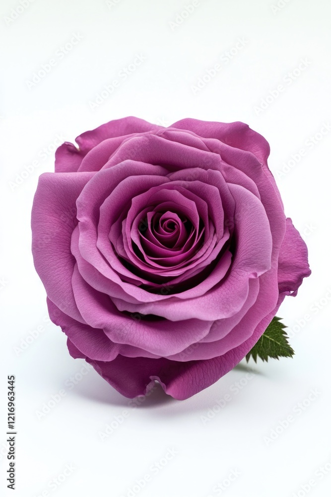 A single purple rose on a white background A single purple rose on a white background