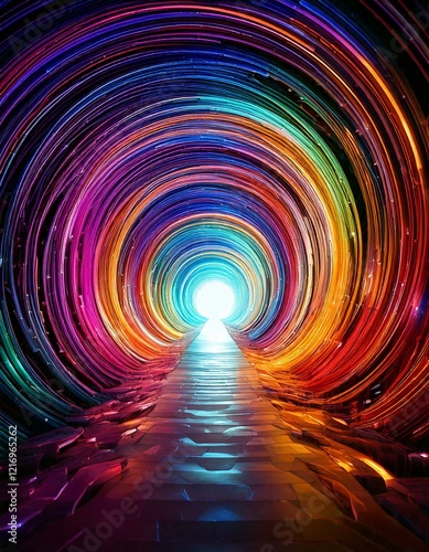 tunnel of swirling colors leading to an unknown destination.- 
