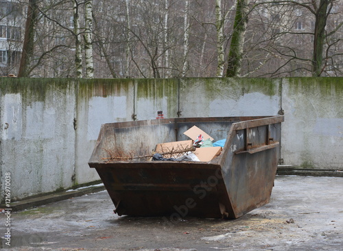 Large garbage container, Big dumpster full of garbage