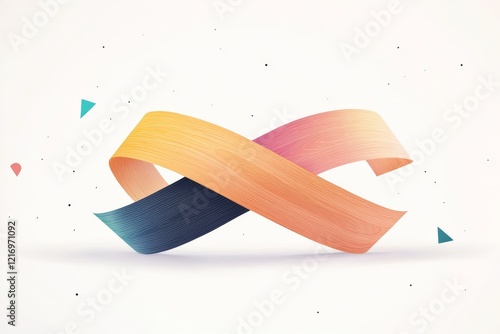 Colorful abstract ribbon design with smooth curves and dynamic shapes in a minimalist background setting photo