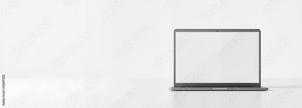 Laptop mockup with transparent screen on minimalist background Laptop mockup with transparent screen on minimalist background