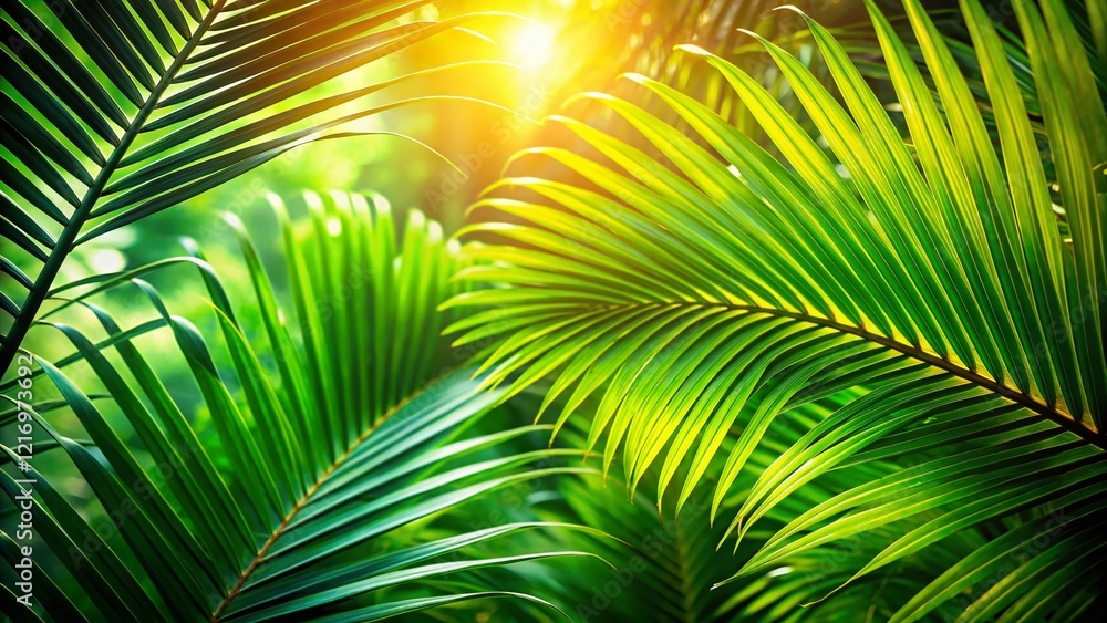 Lush Tropical Palm Leaves Background - Vibrant Green Foliage Portrait Photography Lush Tropical Palm Leaves Background - Vibrant Green Foliage Portrait Photography