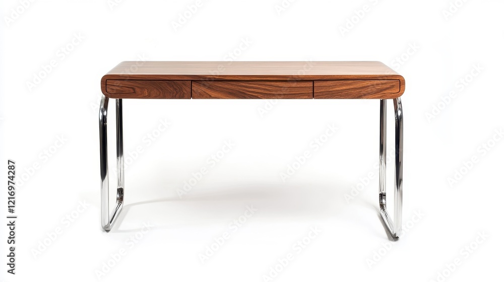 Modern Wooden Desk with Chrome Legs Modern Wooden Desk with Chrome Legs