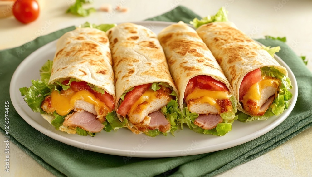Delicious Chicken Wraps with Cheese and Tomato Delicious Chicken Wraps with Cheese and Tomato