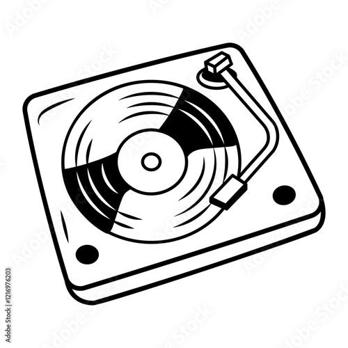 A doodle style icon of vinyl record