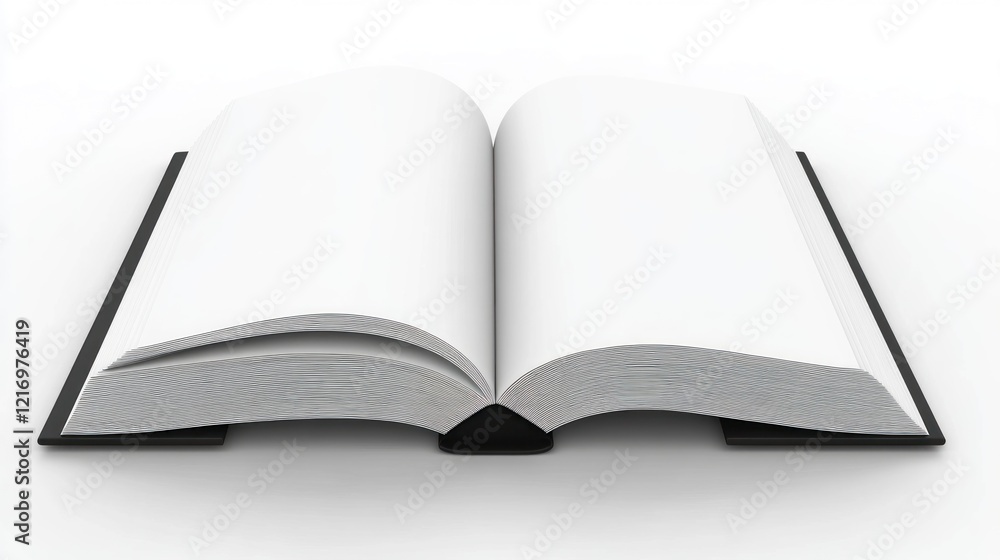 Open blank book, white pages, isolated background, education concept Open blank book, white pages, isolated background, education concept