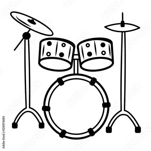 Drum set icon in hand drawn style