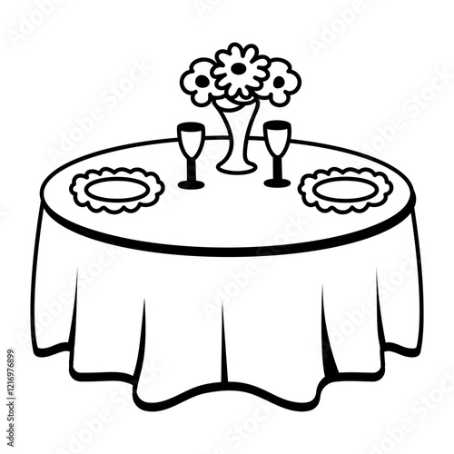 Party table icon in doodle style