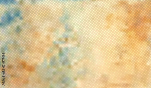 Vintage Polka Dot Gradient Abstract Background with Soft Yellow, Peach, Green and Blue Tones, Textured Pattern