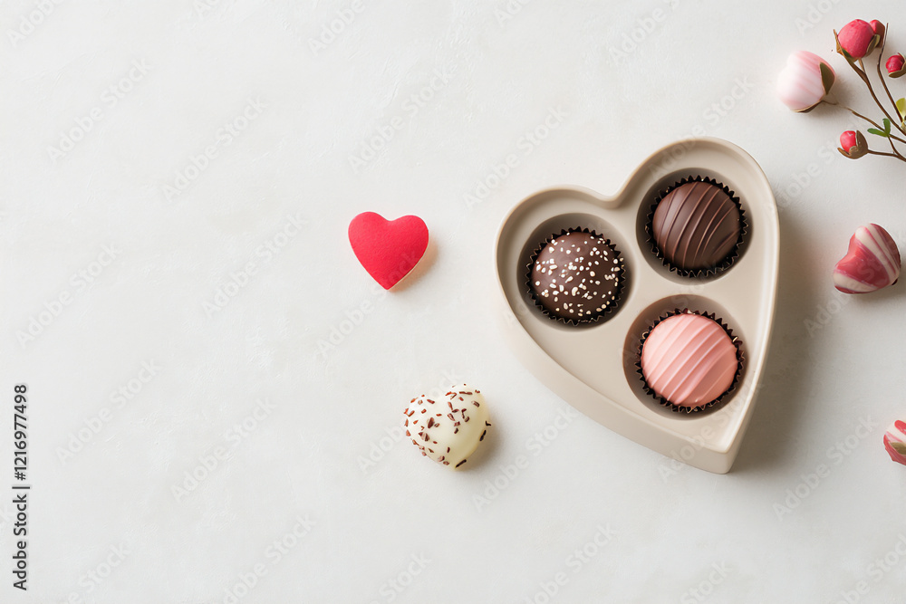 luxe chocolate cups with heart-shaped tray and cute decorations luxe chocolate cups with heart-shaped tray and cute decorations