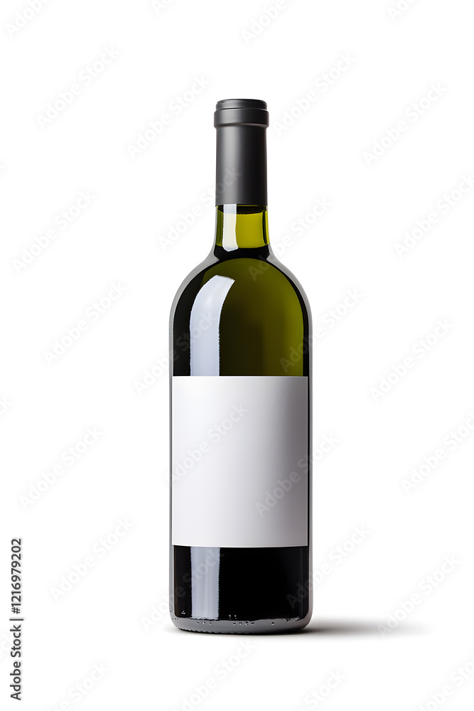 Wine bottle with blank label mock up isolated white background Wine bottle with blank label mock up isolated white background