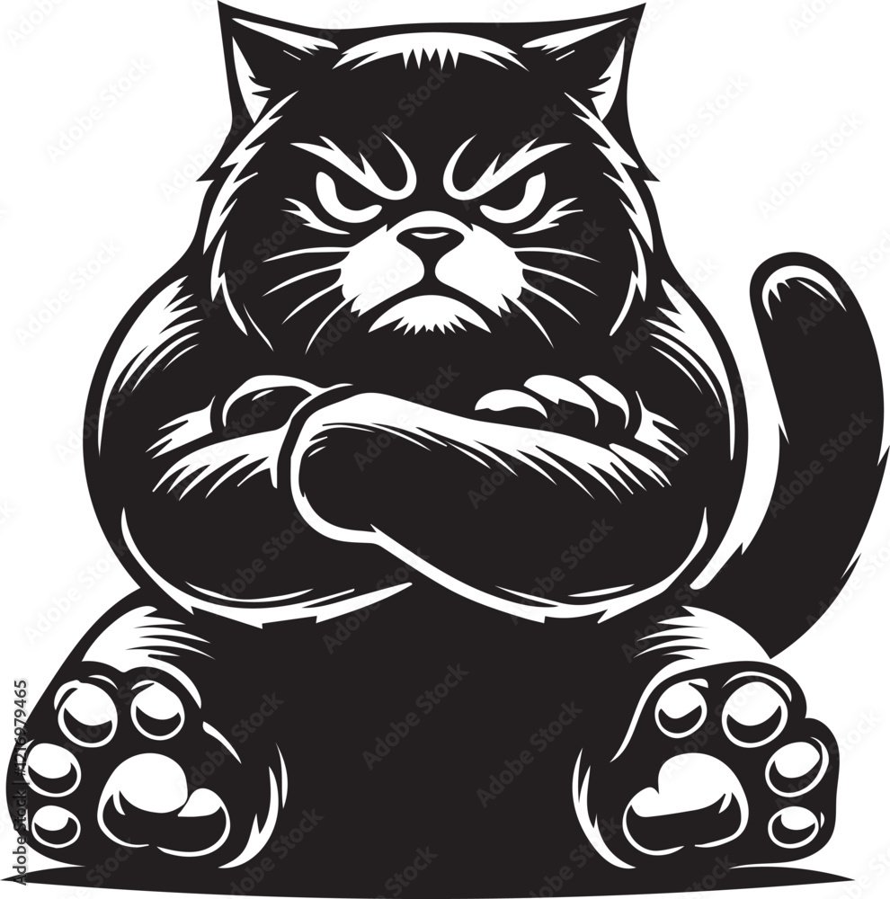 Obraz premium black and white cat cartoon