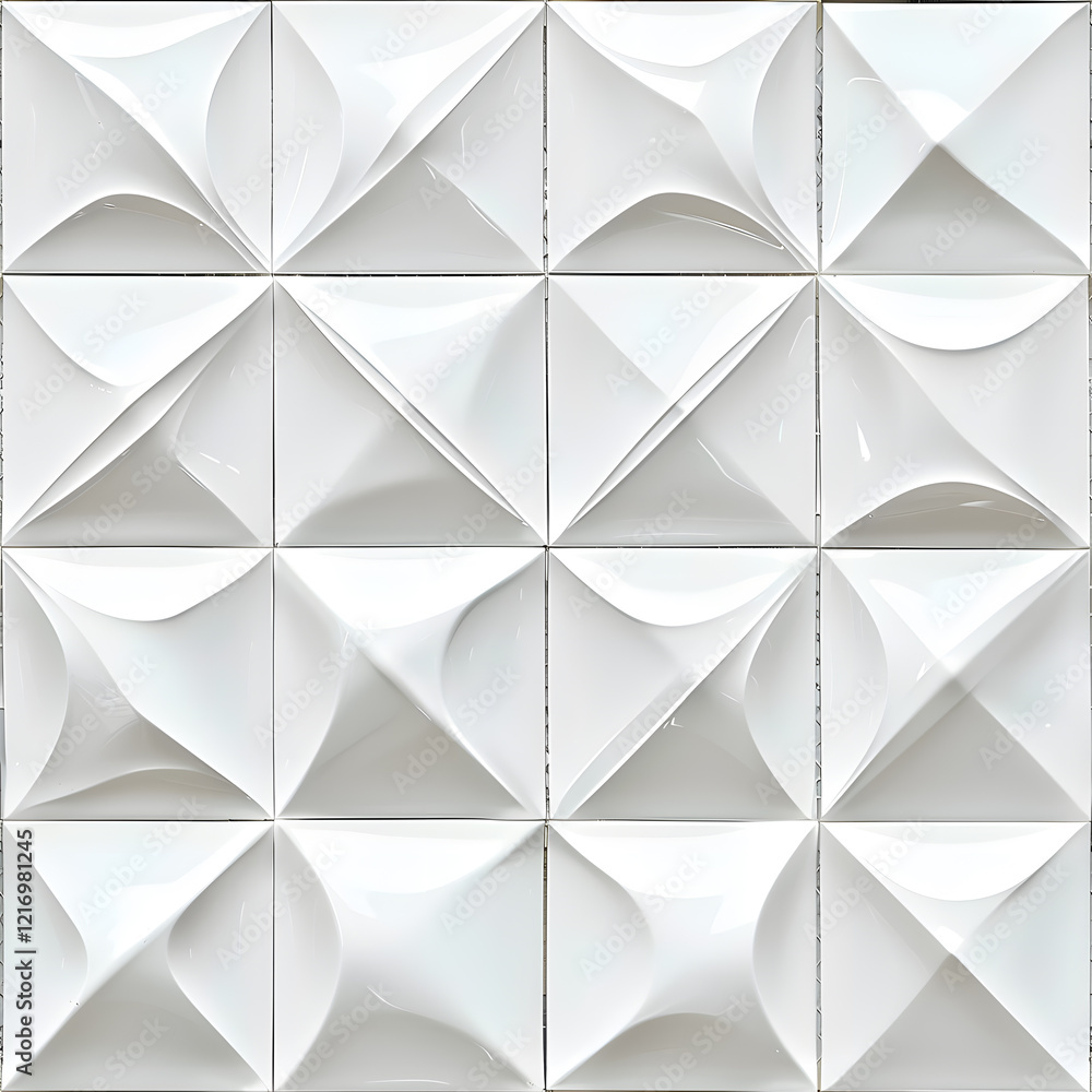 Obraz premium 3d geometric abstract white tile seamless pattern
