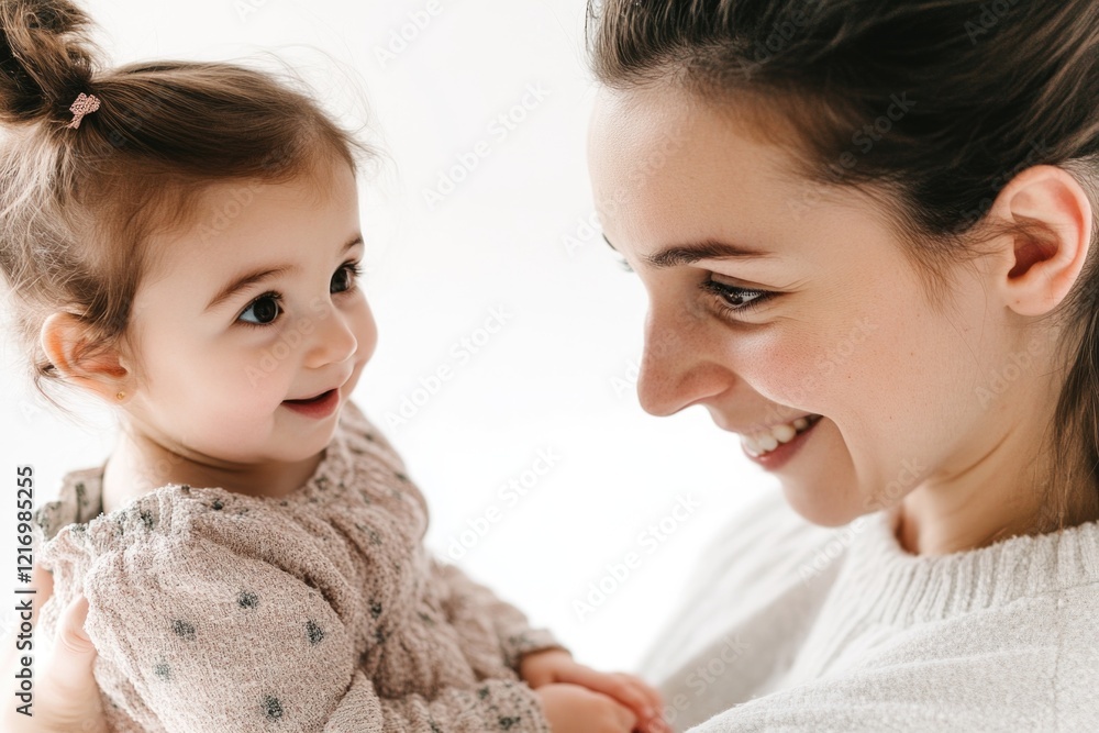 A mother holds her young daughter close, conveying warmth and affection A mother holds her young daughter close, conveying warmth and affection