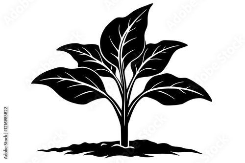 tobacco seedling silhouette vector