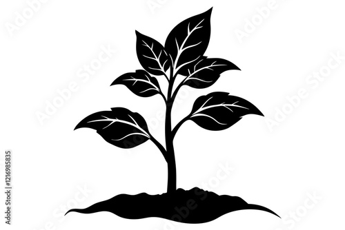 tobacco seedling silhouette vector