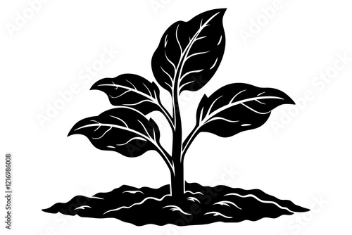 tobacco seedling silhouette vector