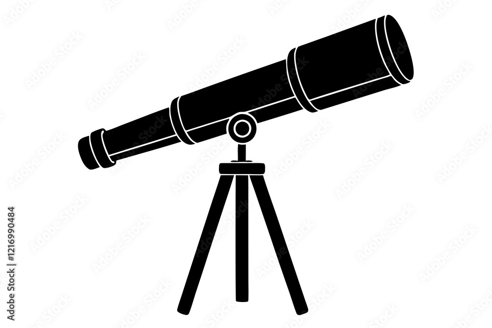 Telescope icon vector silhouette on white background Telescope icon vector silhouette on white background