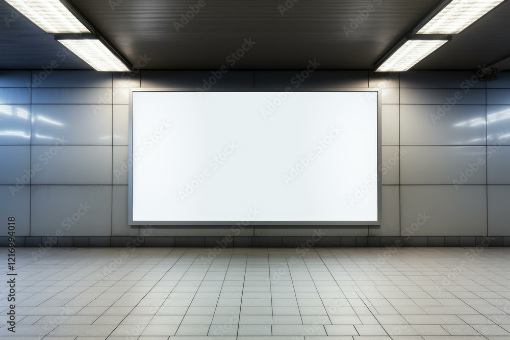 Blank billboard banner ad in subway station for advertising marketing Blank billboard banner ad in subway station for advertising marketing