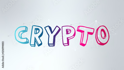 Crypto currency, blockchain technology. Vector triangle pattern. Virtual money for business, finance, digital global trade, payment, exchange. Blue pink gradient sign