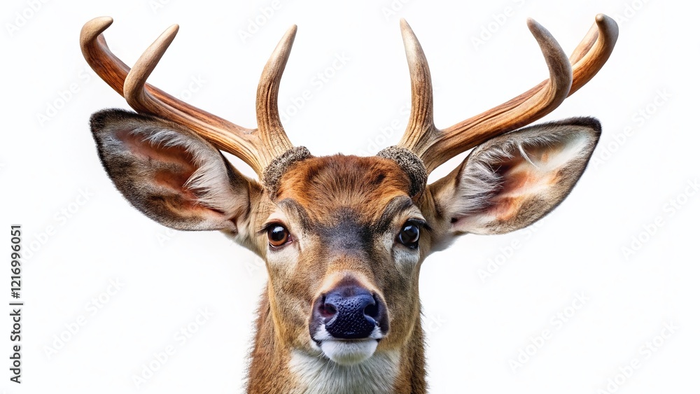 Fototapeta premium Majestic White-Tailed Deer Portrait, Isolated on Background