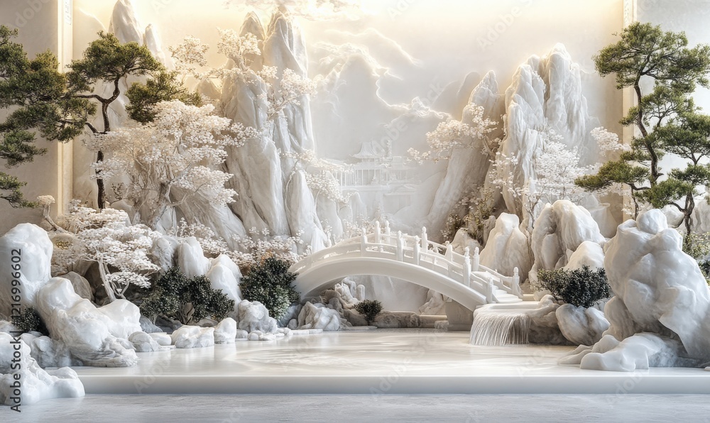 Sculptured 3D models showcasing ancient Chinese architecture and stone arch bridges, pavilions, and imperial palaces Sculptured 3D models showcasing ancient Chinese architecture and stone arch bridges, pavilions, and imperial palaces