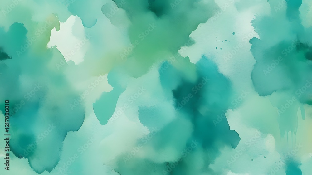 Obraz premium Seamless Watercolor Texture Background in Vibrant Aqua Shades