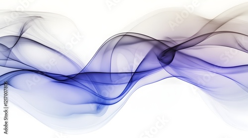Abstract Blue Waves Flowing Dynamically Across White Background: An Elegant Visual Design
