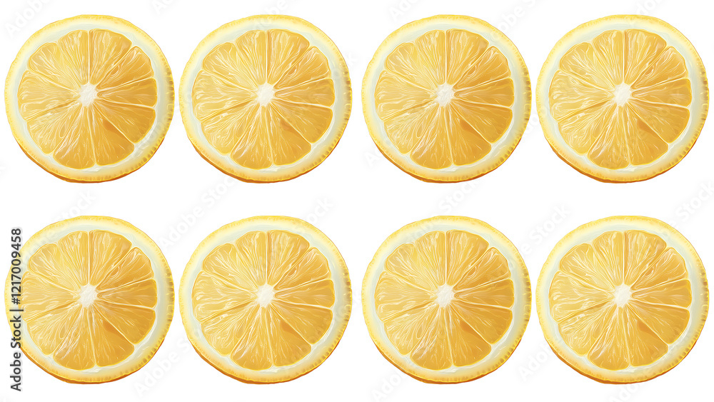 Sliced Lemon Circles - Fresh Citrus Illustration Collection Sliced Lemon Circles - Fresh Citrus Illustration Collection