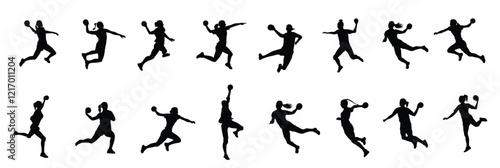 handball player silhouette woman handball player silhouette
