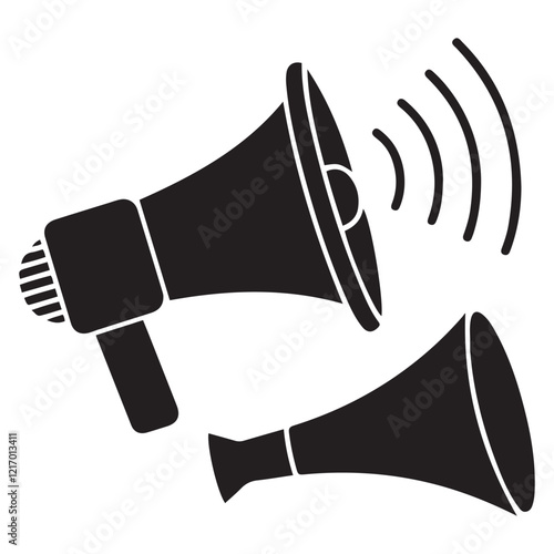 megaphone silhouette, minimal car horn icon vector illustration