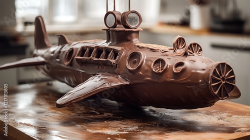 A chocolate submarine with edible periscopes and propellers photo