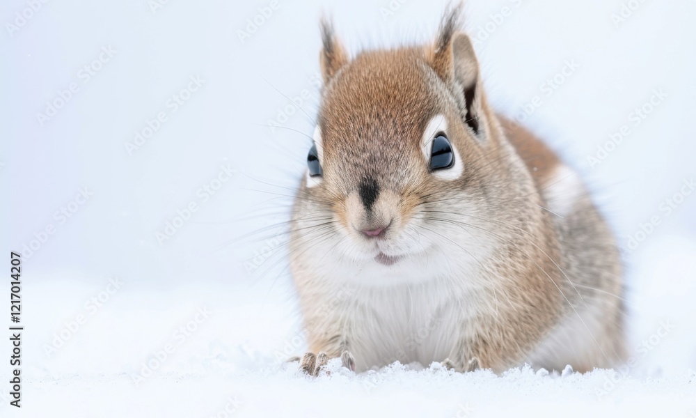 Close Up Of Adorable Squirrel In Snowy Winter Landscape Close Up Of Adorable Squirrel In Snowy Winter Landscape