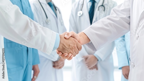 Doctors Shaking Hands In Hospital Teamwork Collaboration