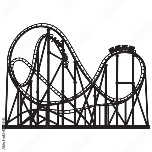 Rollercoaster black silhouette on a white background. Rollercoaster Black flat icon. Vector illustration.