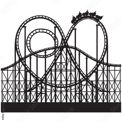 Rollercoaster black silhouette on a white background. Rollercoaster Black flat icon. Vector illustration.