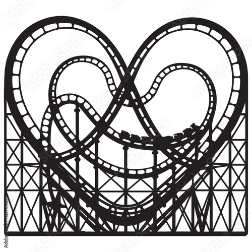 Rollercoaster black silhouette on a white background. Rollercoaster Black flat icon. Vector illustration.