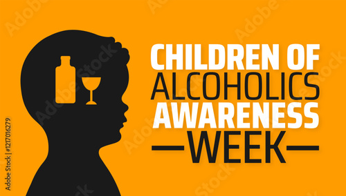 Children of Alcoholics Awareness Week background banner or poster design template. observed every year in February. Holiday concept. Use to any Template, card, poster, placard, template.