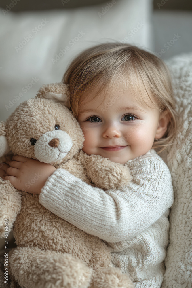 Adorable Toddler Hugging a Teddy Bear Adorable Toddler Hugging a Teddy Bear