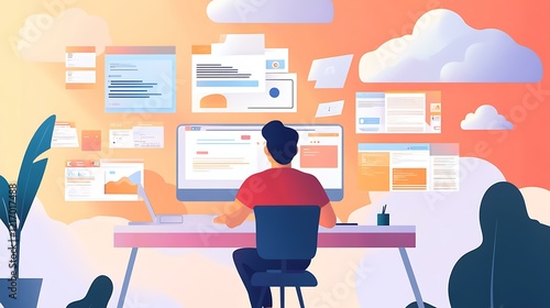 A coder working on a cloud-based application with multiple tabs and tools open on a screen
