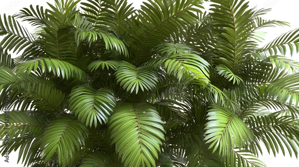 Fototapeta premium Lush Green Palm Foliage Against Bright White Background