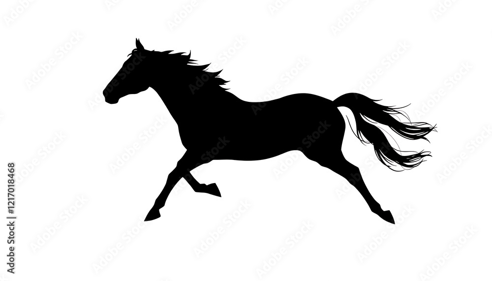 Elegant Black Silhouette of a Running Horse Powerful Stallion Galloping Majestically Dynamic Energy Wild Animal Freedom Speed Elegant Black Silhouette of a Running Horse Powerful Stallion Galloping Majestically Dynamic Energy Wild Animal Freedom Speed