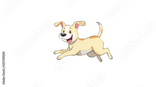 Happy cartoon dog running joyfully with a playful expression