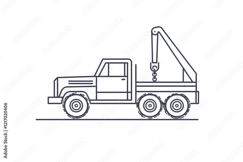 Naklejka premium Heavy-Duty Truck Crane Lifting Cargo Efficiently on Construction Site